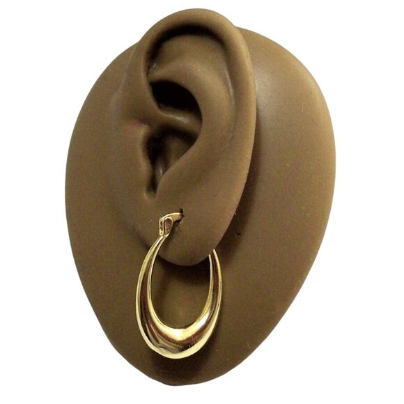 1 Inch 28mm Hoop Gold Tone Pierced Post Earrings - Picture 3 of 5